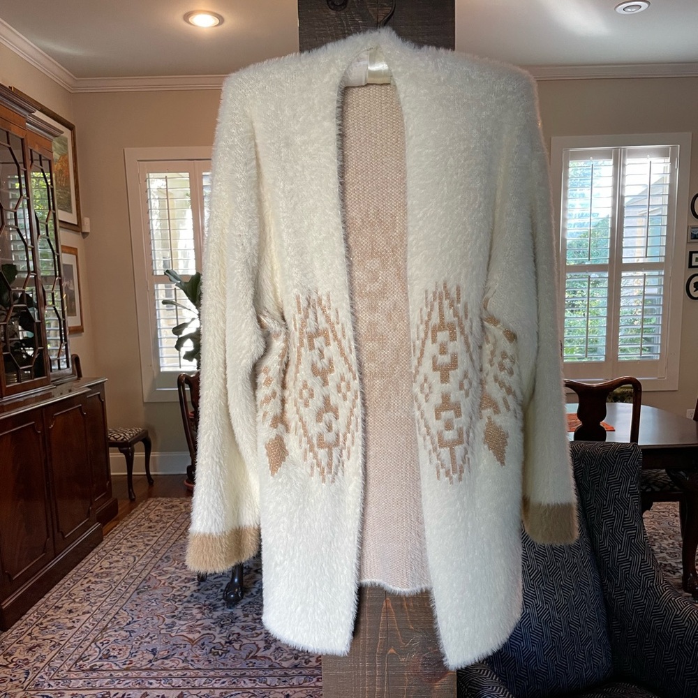 Fuzzy Lovestich Open Front Sweater